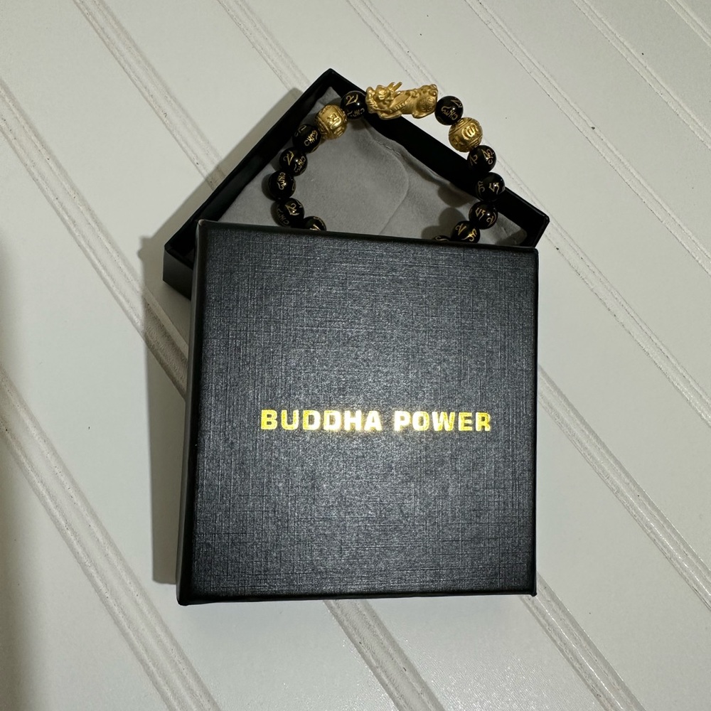 12mm Black Hand Carved Mantra Bead Bracelet. For Men/Women Make me Offer